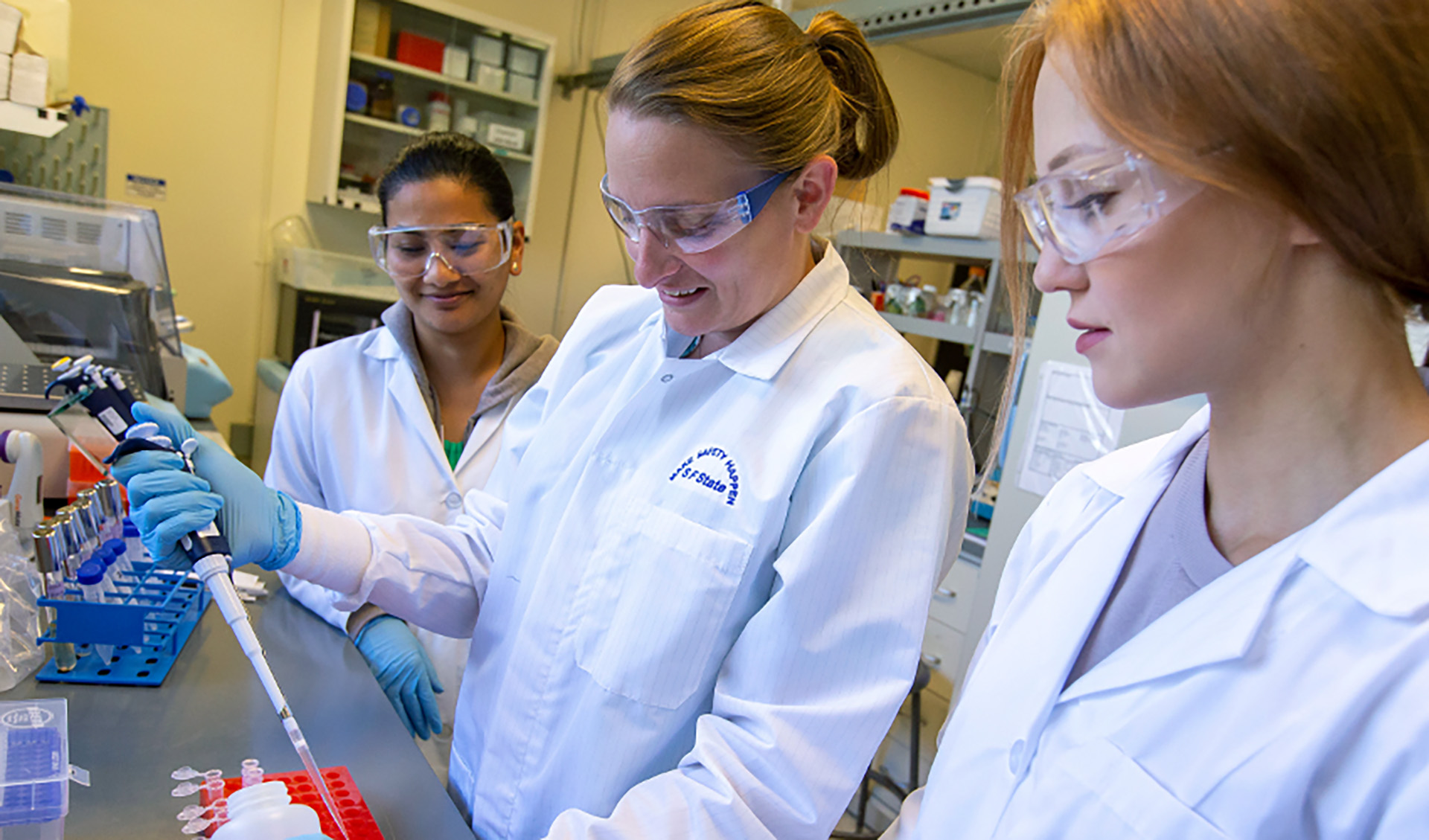 three women in lab